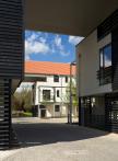 View through central courtyard to landscape beyond