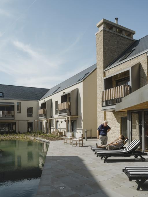 Communal outdoor swimming pond