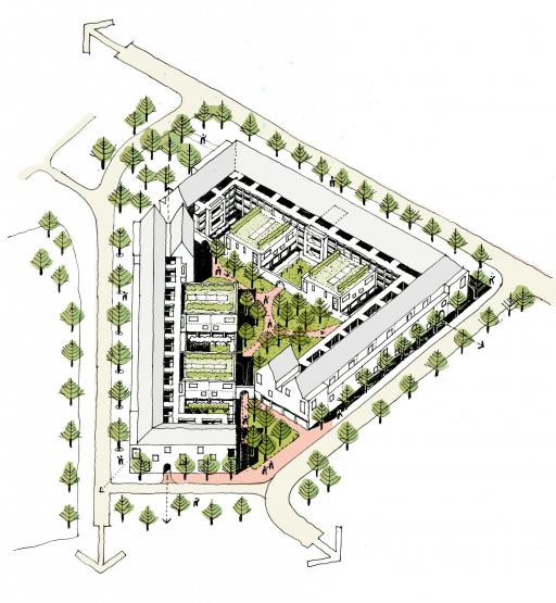 Concept sketch for student housing 